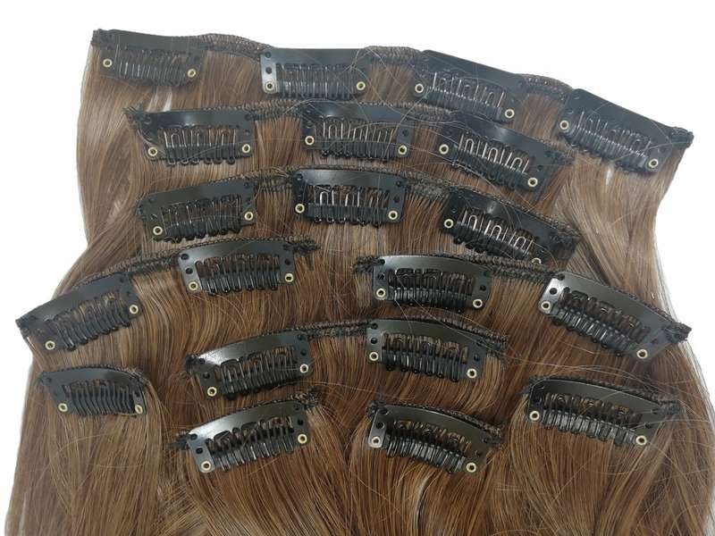 10 Piece Straight Long 55-60cm Full Head Clip-on Hair Extensions XXL - 4-30 Chestnut Brown Mix Strai