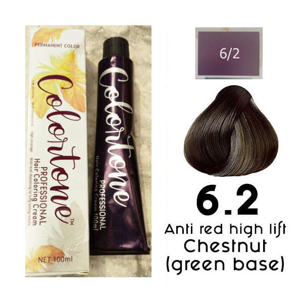 Colortone Professional Hair Dye Tint Double Coverage Coloring Cream - 6.2 Anti-red high lift chocola