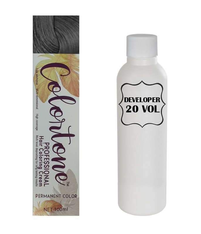 Colortone Professional Hair Dye Tint Double Coverage Coloring Cream - 6.11 Dark grey