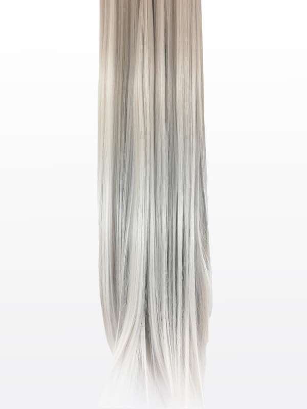 10 Piece Straight Long 55-60cm Full Head Clip-on Hair Extensions XXL - 1001B Silver Platinum Straigh