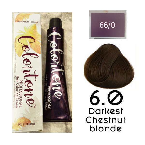 Colortone Professional Hair Dye Tint Double Coverage Coloring Cream - 6.0 Darkest chestnut-blonde