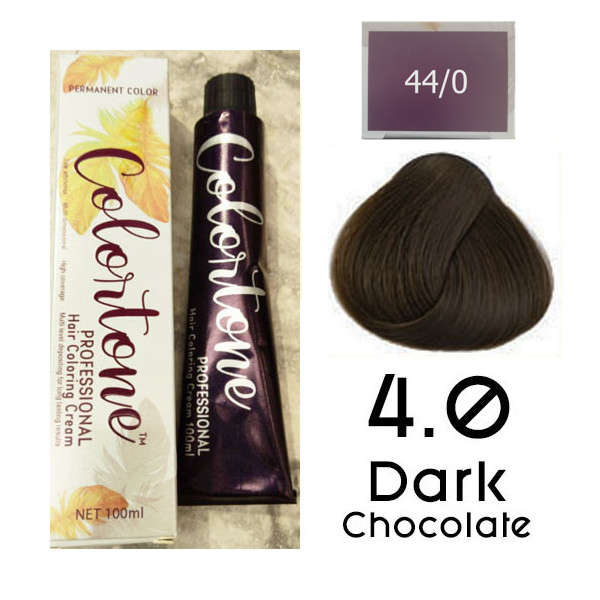 Colortone Professional Hair Dye Tint Double Coverage Coloring Cream - 4.0 Dark Chocolate