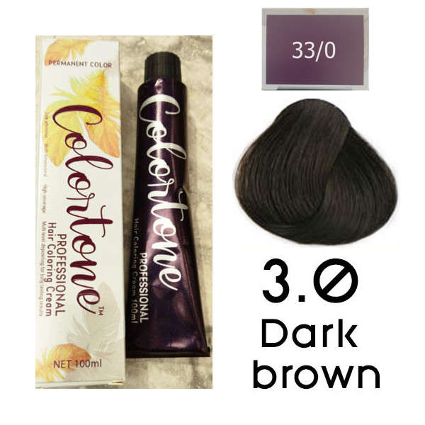 Colortone Professional Hair Dye Tint Double Coverage Coloring Cream - 3.0 Dark brown