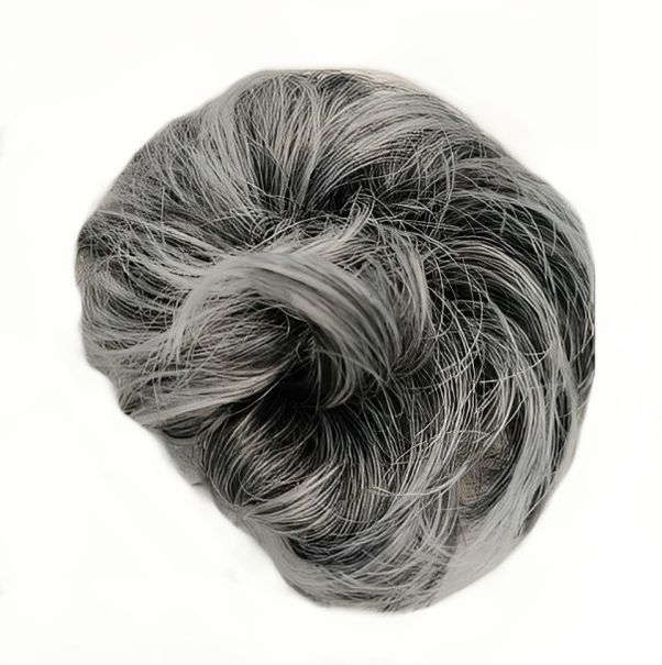 Messy Chignon Scrunchie Hair Bun Pony Updo For Women - 1BT Light Grey Mix
