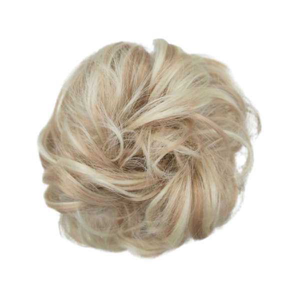 Messy Chignon Scrunchie Hair Bun Pony Updo For Women - 18H613 Ash Medium Blonde Mix