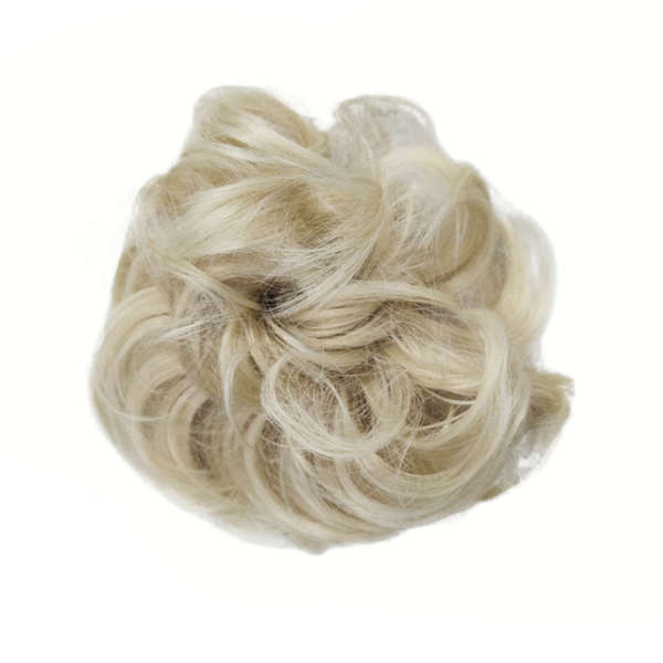 Messy Chignon Scrunchie Hair Bun Pony Updo For Women - 24T-613 Ash Platinum Mix