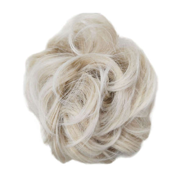Messy Chignon Scrunchie Hair Bun Pony Updo For Women - 24T60 Ombre Ash Platinum Mix