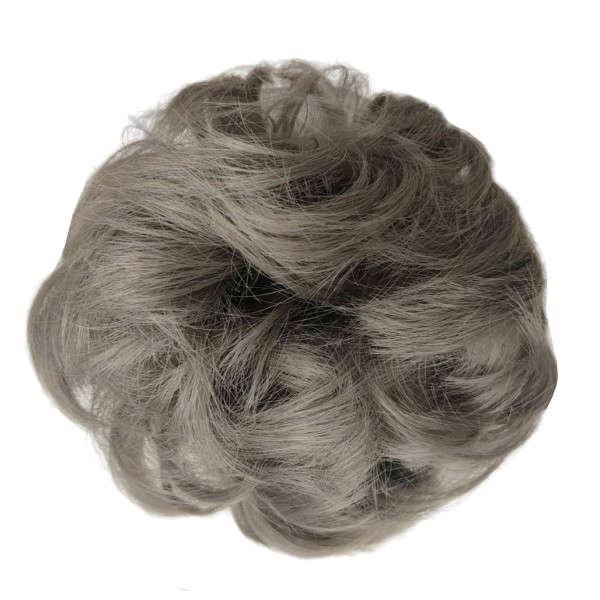 Messy Chignon Scrunchie Hair Bun Pony Updo For Women - Medium Silver Grey (171)
