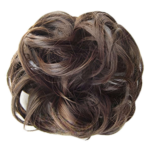 Messy Chignon Scrunchie Hair Bun Pony Updo For Women - Dark Chestnut Mix (2-30)
