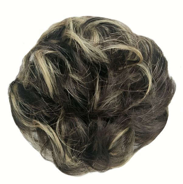 Messy Chignon Scrunchie Hair Bun Pony Updo For Women - Natural Brown Medium Blonde Mix (8h22)