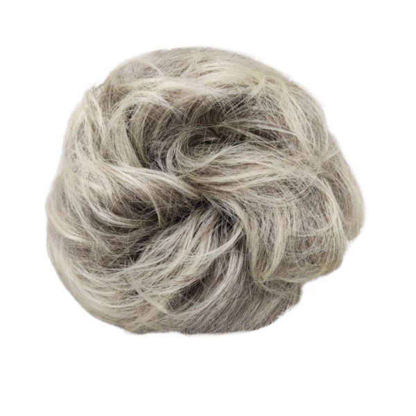 Messy Chignon Scrunchie Hair Bun Pony Updo For Women - T6K613 Ombre Ash Platinum Blonde Mix