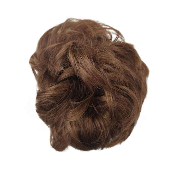 Messy Chignon Scrunchie Hair Bun Pony Updo For Women - 6K/30 Chestnut Golden Brown Mix