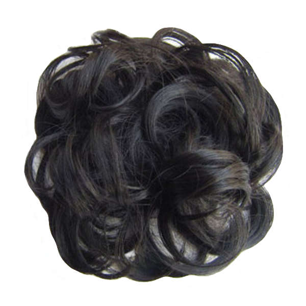Messy Chignon Scrunchie Hair Bun Pony Updo For Women - Natural Black (1b)
