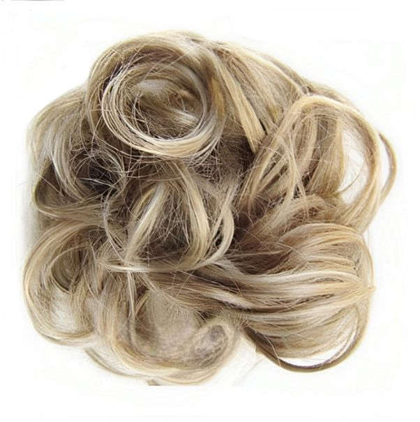 Messy Chignon Scrunchie Hair Bun Pony Updo For Women - Latte Blonde Mix B (6AT88)
