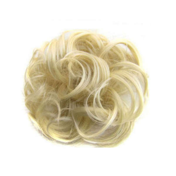 Messy Chignon Scrunchie Hair Bun Pony Updo For Women - 88-613 Platinum Ash Blonde Mix