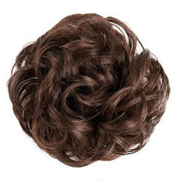 Messy Chignon Scrunchie Hair Bun Pony Updo For Women - Dark Chestnut Mix B (2-33)