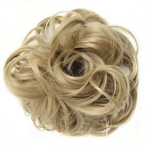 Messy Chignon Scrunchie Hair Bun Pony Updo For Women - Latte Blonde (24J)