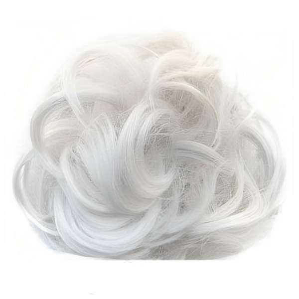 Messy Chignon Scrunchie Hair Bun Pony Updo For Women - Silver White (1001A)