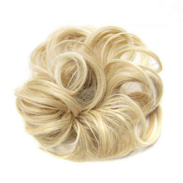 Messy Chignon Scrunchie Hair Bun Pony Updo For Women - T22-613 Light Blonde Mix