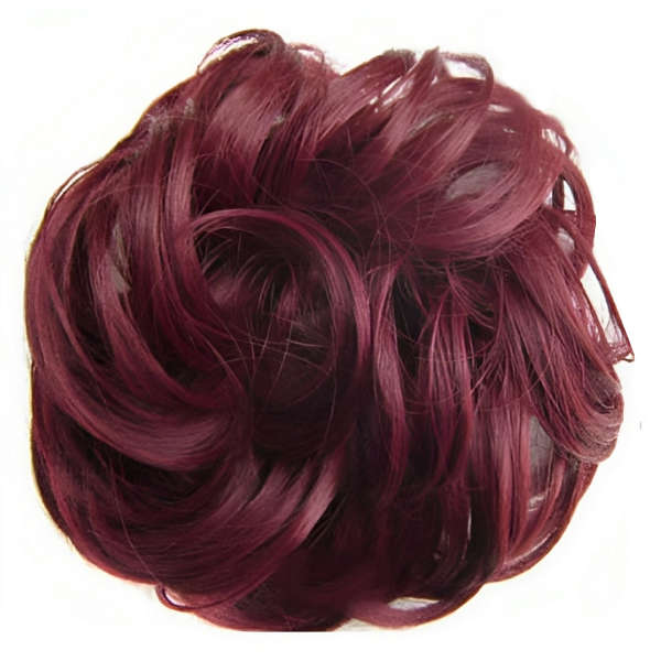 Messy Chignon Scrunchie Hair Bun Pony Updo For Women - Deep Plum (99J)