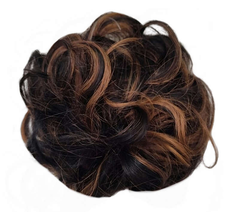 XL 100% Brazilian Remy Human Hair Scrunchie - 1b-30 Brown Mix