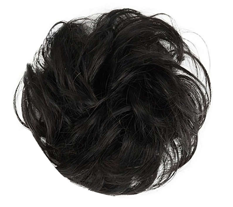 XL 100% Brazilian Remy Human Hair Scrunchie - 1b Natural Black