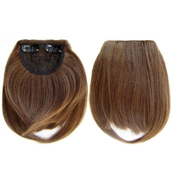 Clip in Bangs Fringe Front One Piece Hair Extensions with Temples - 10 Light Natural Brown