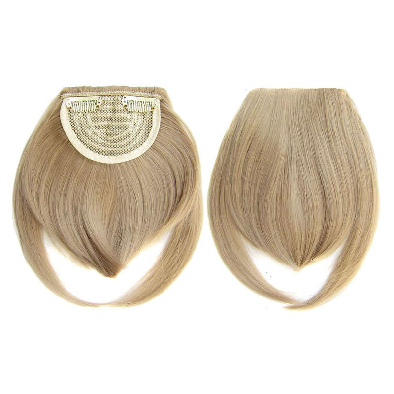 Clip in Bangs Fringe Front One Piece Hair Extensions with Temples - 16 ash medium blonde