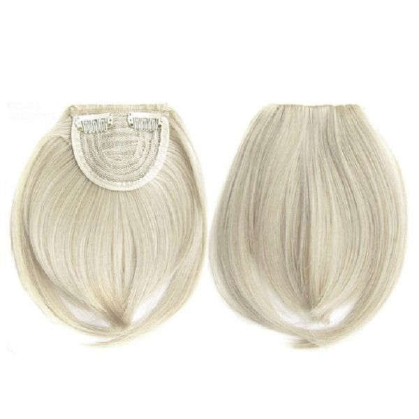 Clip in Bangs Fringe Front One Piece Hair Extensions with Temples - 60 White Blonde