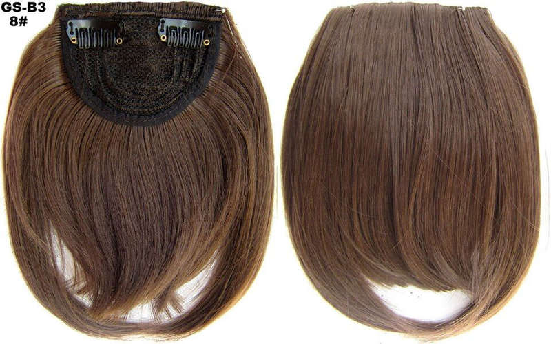 Clip in Bangs Fringe Front One Piece Hair Extensions with Temples - 8 light brown