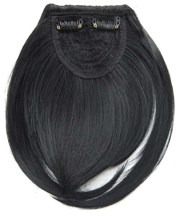 Clip in Bangs Fringe Front One Piece Hair Extensions with Temples - Color 1 Jet black