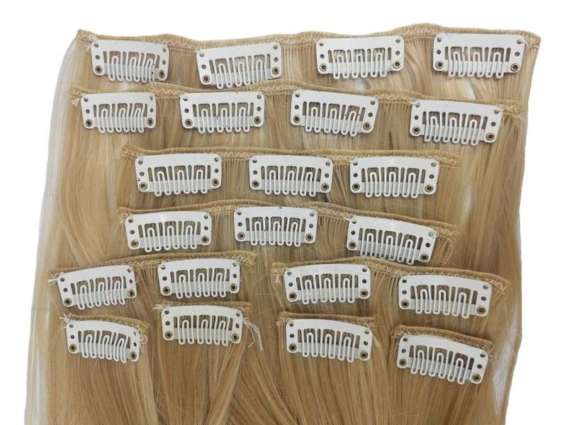 10 Piece Straight Long 55-60cm Full Head Clip-on Hair Extensions XXL - 24-27 Neutral Honey Blonde St