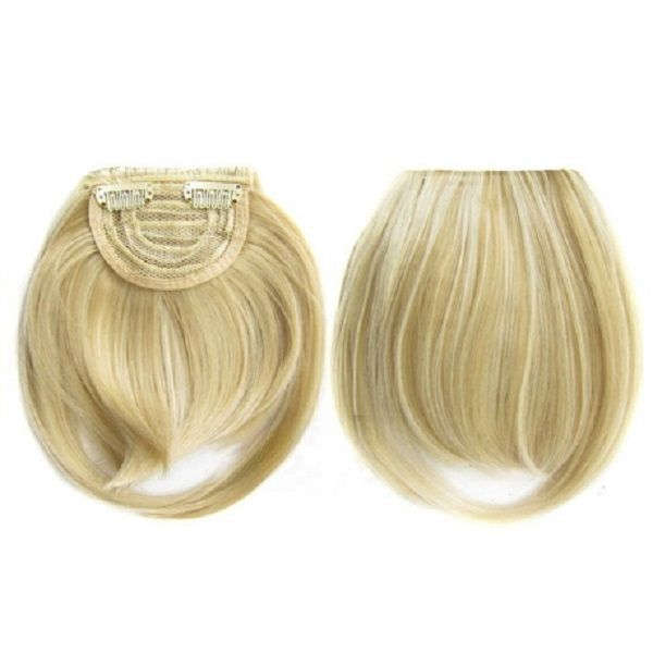 Clip in Bangs Fringe Front One Piece Hair Extensions with Temples - F24-613 Highlighted Ash Blonde M