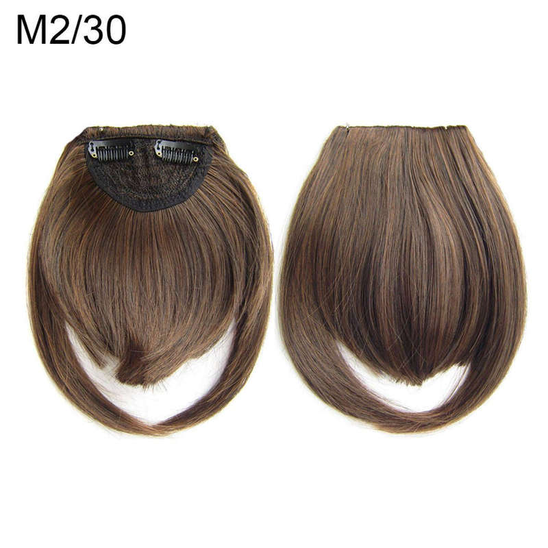 Clip in Bangs Fringe Front One Piece Hair Extensions with Temples - M2-30 Chestnut brown mix