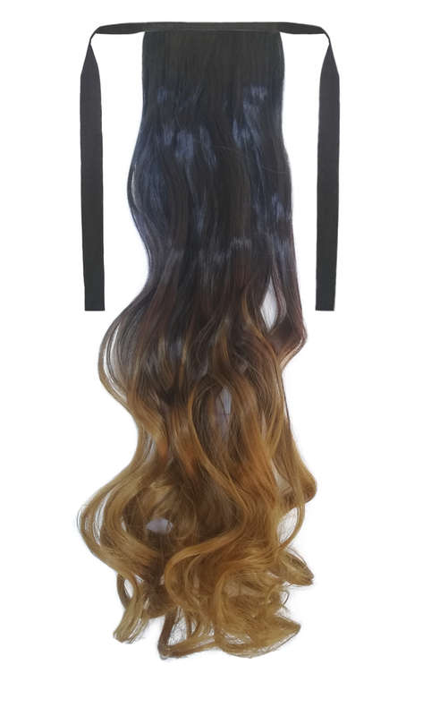 Tie-On Wavy Ombre Ponytail 55cm with Ribbons & Clip - 1-27 Strawberry Blonde