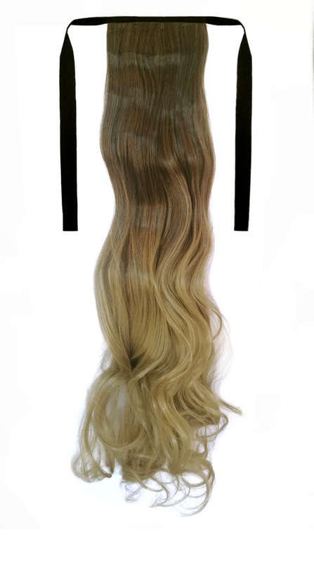 Tie-On Wavy Ombre Ponytail 55cm with Ribbons & Clip - 10T-24 Light Blonde 2