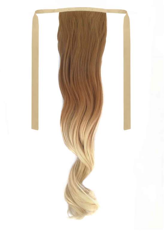 Tie-On Wavy Ombre Ponytail 55cm with Ribbons & Clip - 27-613 Light Blonde
