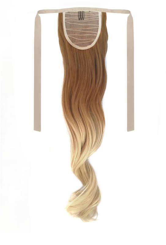 Tie-On Wavy Ombre Ponytail 55cm with Ribbons & Clip - 27-613 Light Blonde