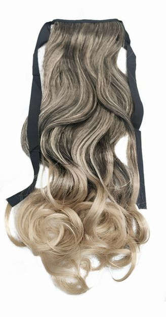 Tie-On Wavy Ombre Ponytail 55cm with Ribbons & Clip - T1b-14 Light Expresso Ombre