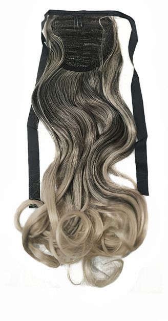 Tie-On Wavy Ombre Ponytail 55cm with Ribbons & Clip - T1b-14 Light Expresso Ombre