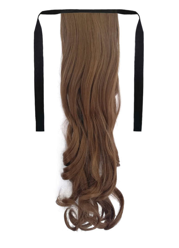 Tie-On Wavy Ponytail 55cm With Ribbons & Clip - 12 Light Golden Brown