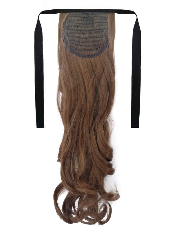 Tie-On Wavy Ponytail 55cm With Ribbons & Clip - 12 Light Golden Brown