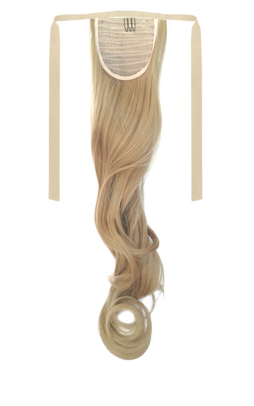 Tie-On Wavy Ponytail 55cm With Ribbons & Clip - 16 Ash Dark Blonde