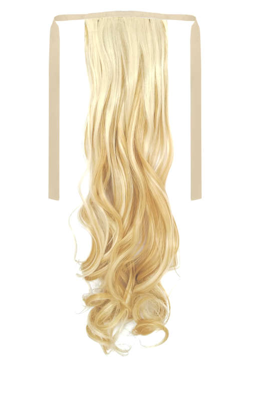 Tie-On Wavy Ponytail 55cm With Ribbons & Clip - 22-613 Light Blonde Mix