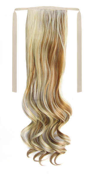 Tie-On Wavy Ponytail 55cm With Ribbons & Clip - 27-613 Strawberry Blonde