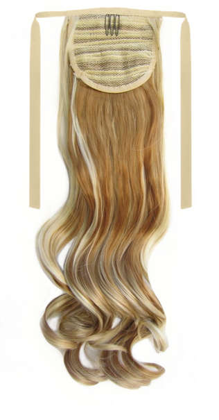 Tie-On Wavy Ponytail 55cm With Ribbons & Clip - 27-613 Strawberry Blonde