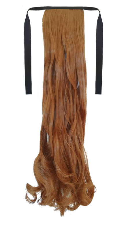 Tie-On Wavy Ponytail 55cm With Ribbons & Clip - 30 Golden Aubern