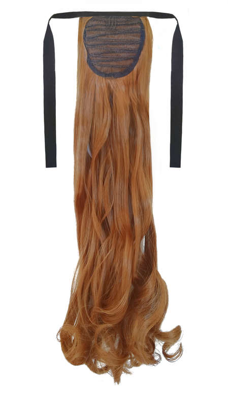 Tie-On Wavy Ponytail 55cm With Ribbons & Clip - 30 Golden Aubern