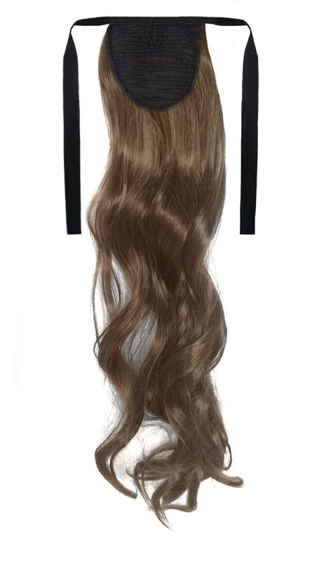 Tie-On Wavy Ponytail 55cm With Ribbons & Clip - 4-30 Chestnut Brown Mix