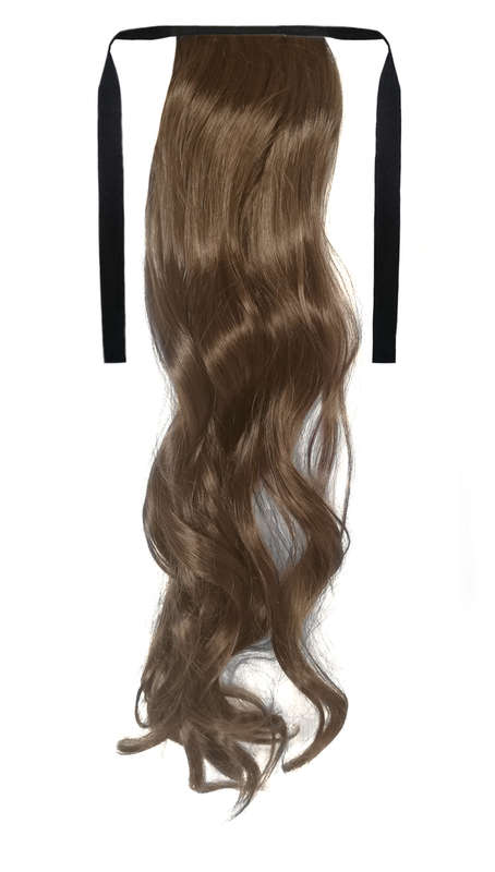 Tie-On Wavy Ponytail 55cm With Ribbons & Clip - 4-30 Chestnut Brown Mix